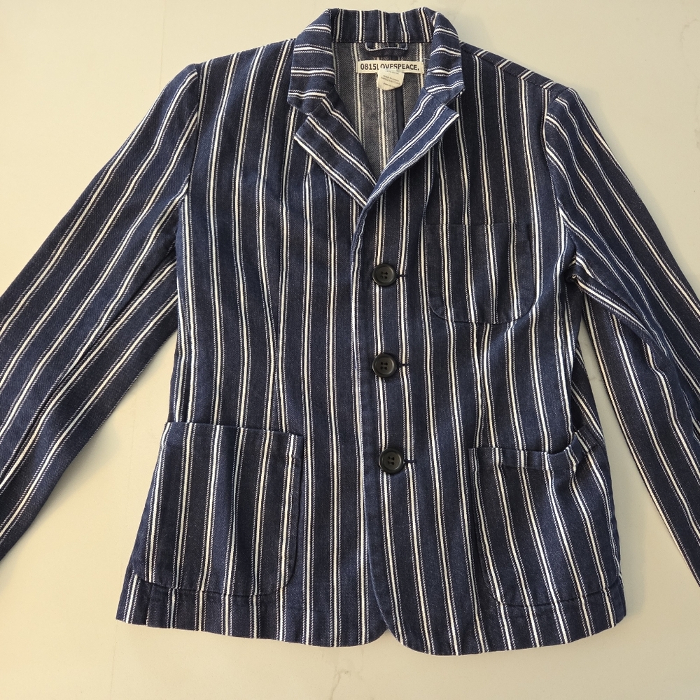100% Cotton Deep Indigo Denim Striped Blazer